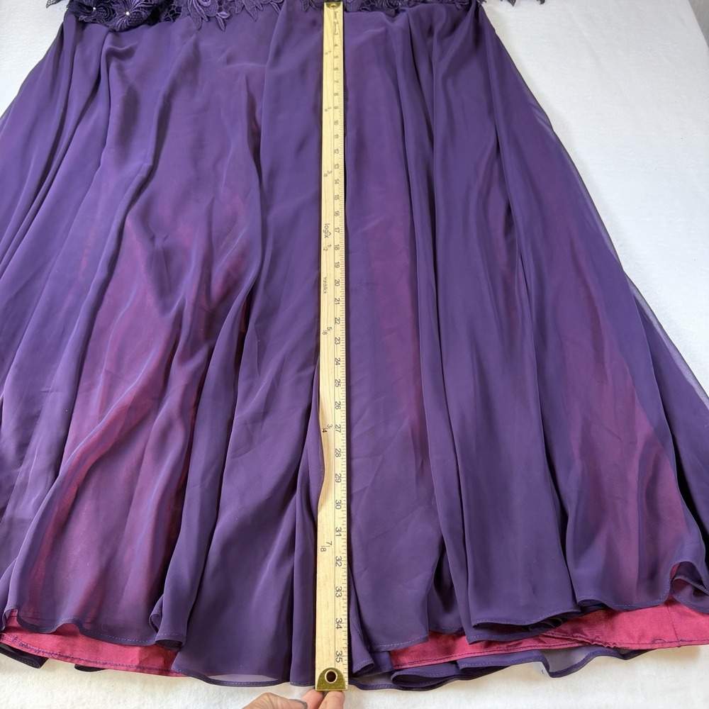 Caterina Collection Purple Lace Chiffon Dress Women's Long Plus size 24w Formal - Picture 11 of 16